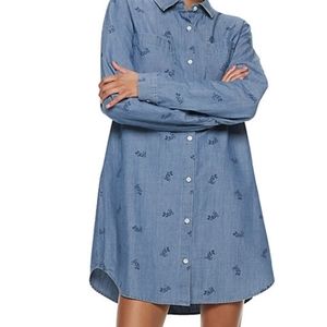 Disney's Mickey Mouse Jean denim shirt dress chambray Junior's